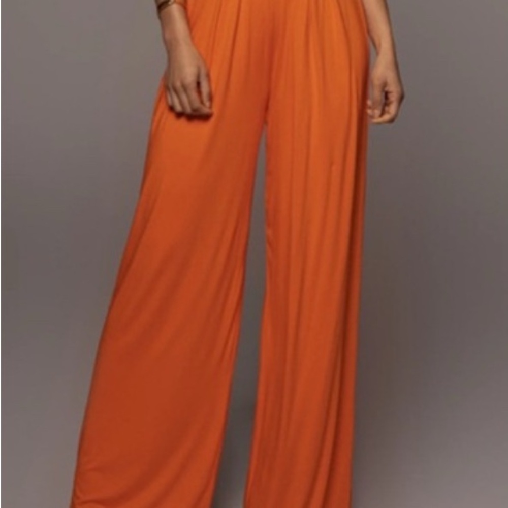 JLUXLABEL Vibrant Orange Wide-Leg  Pants.